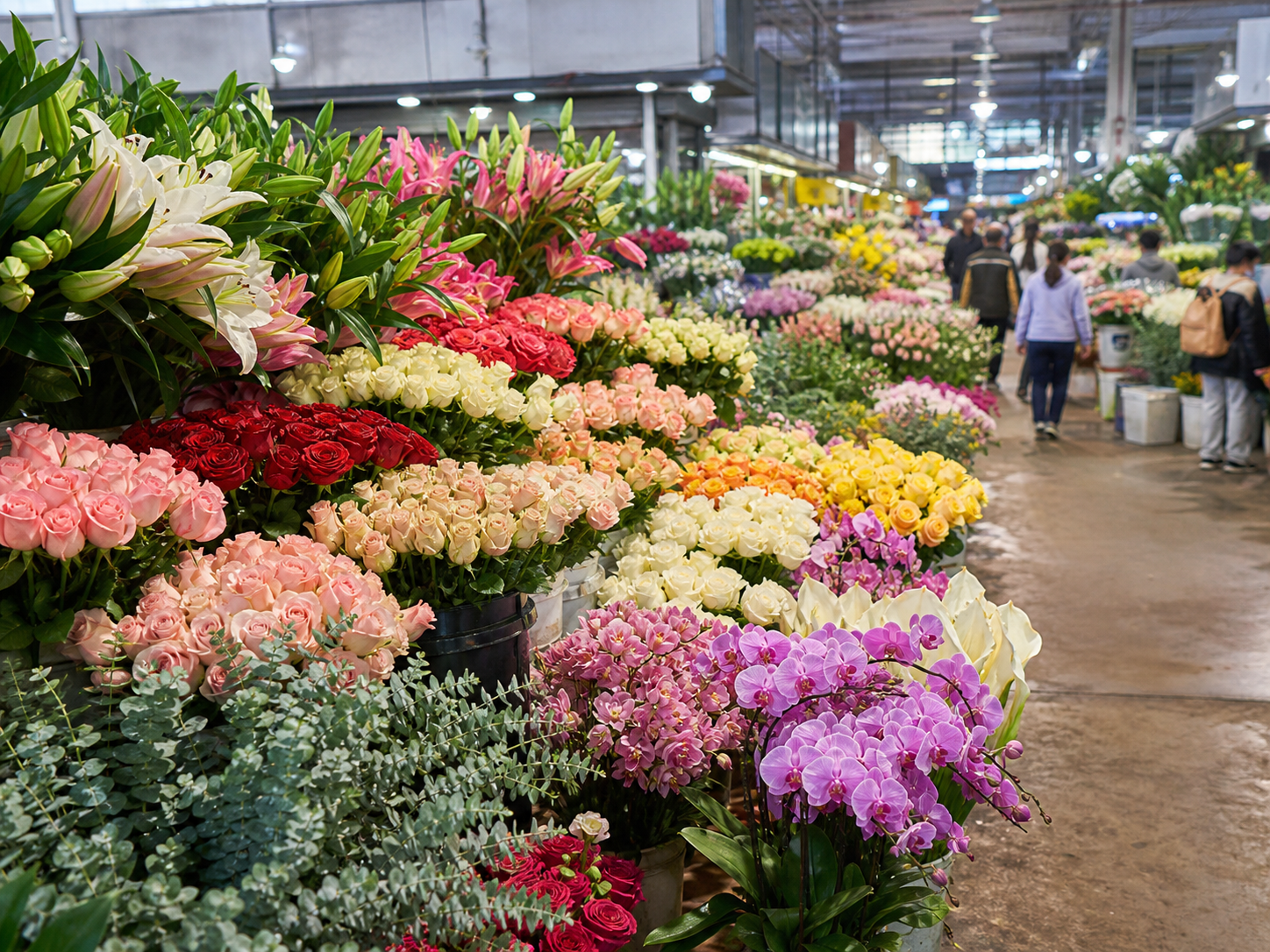 昆明斗南花卉市场鲜花摊位