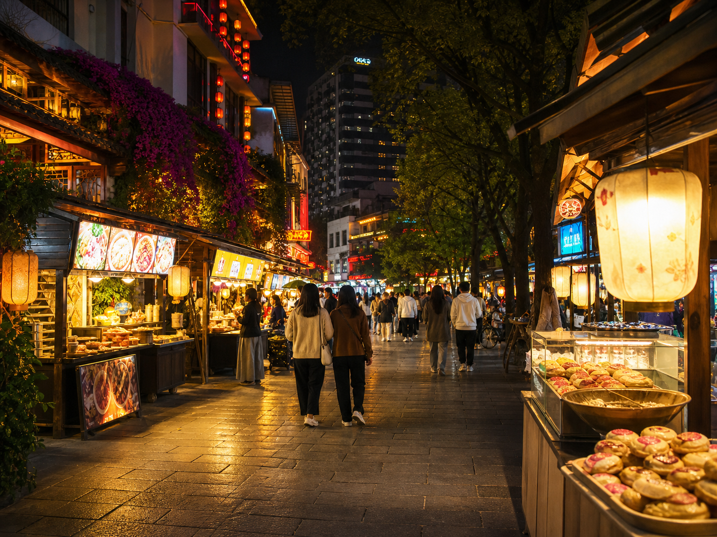 昆明南屏街夜晚逛吃氛围